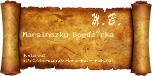 Marsinszky Bogárka névjegykártya